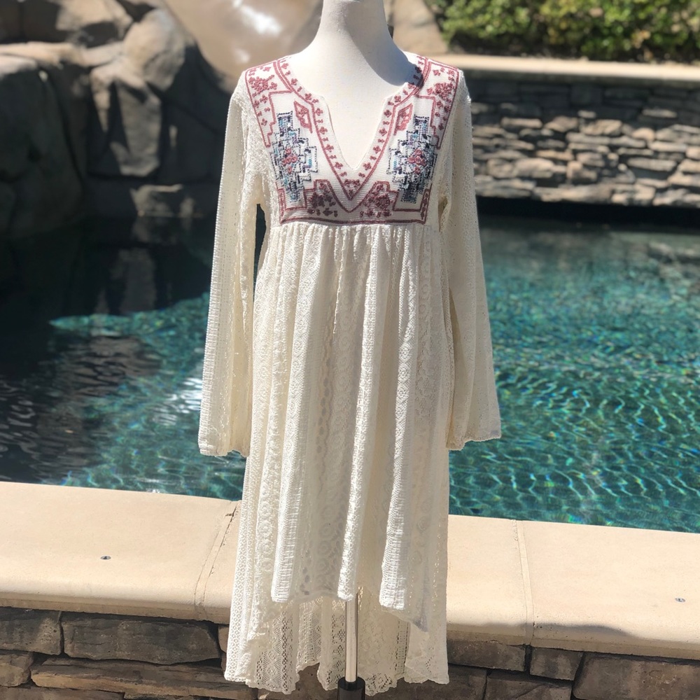 Boho Embroidered Lace Dress